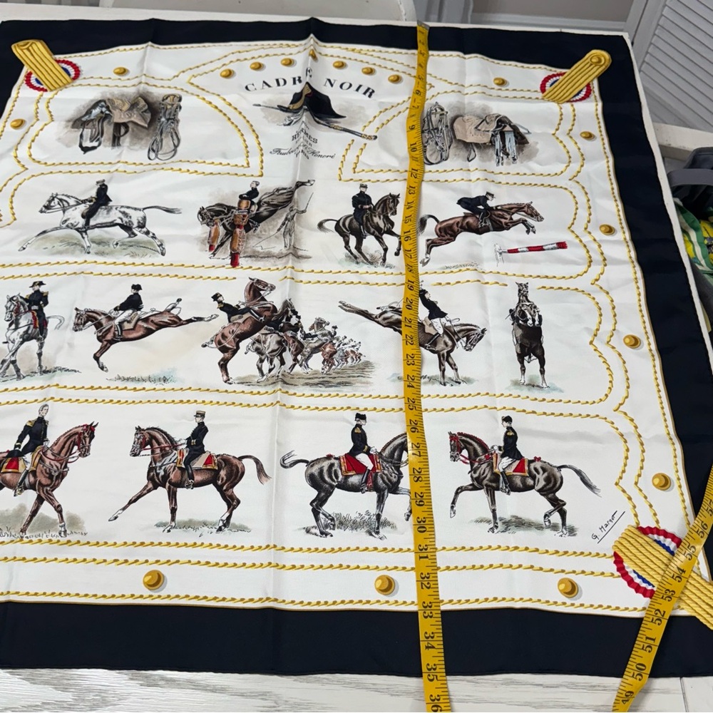 Hermes Scarf with White, Brown, and Gold Accents - Picture 6 of 16
